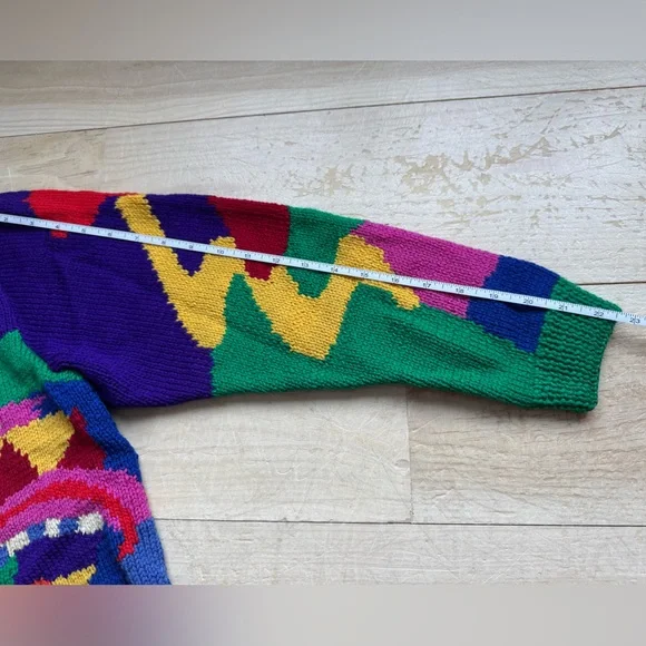 McWooligans Vintage 100% Wool Hand Knit Cardigan Sweater - Picture 5 of 14